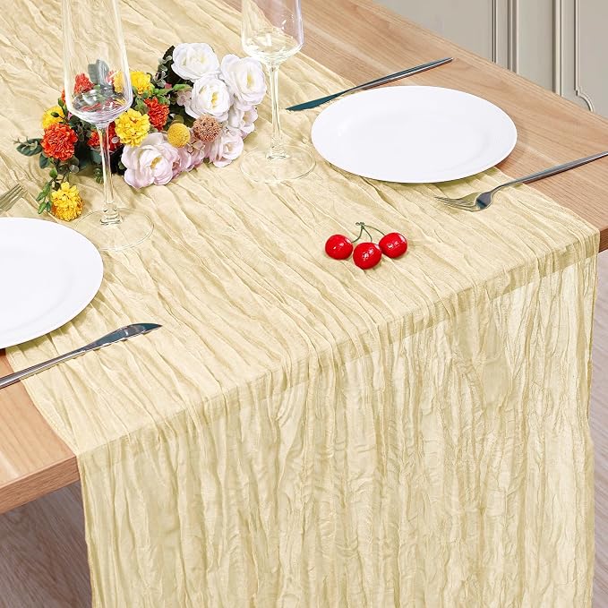 1 Pack Cheesecloth Table Runner 10Ft Christmas Gauze Boho Table Runners by Home