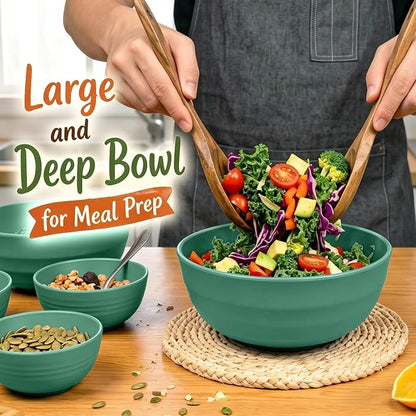 60oz Large Cereal Bowls Sets of 8, Unbreakable & Stackable Wheat Straw Bowls - Image 5
