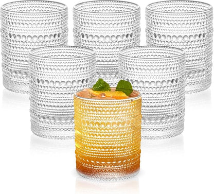 Vintage Dot Pattern Drinking Glasses Set of 6, 14.5 oz Short Glass Cups | by Unknown