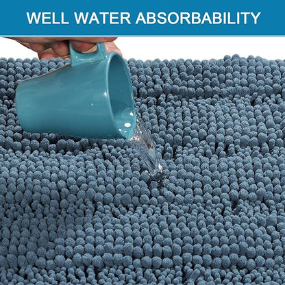 H.VERSAILTEX Bathroom Rugs Bath Mat Runner Rug Non Slip Kitchen Rug Extra Long Bath Rug Runners Oversized 59" x 20" Absorbent Washable Dry Fast Plush Area Rug for Bathroom/Bedroom - Stone Blue