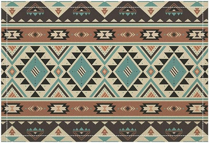 Aztec Southwest Placemats Rustic Tribal Geometric Decorative Table Mat Antique Native Heat Resistant Place Mats for Dining Kitchen Party Holiday Decor 12x18 in 6 PCS
