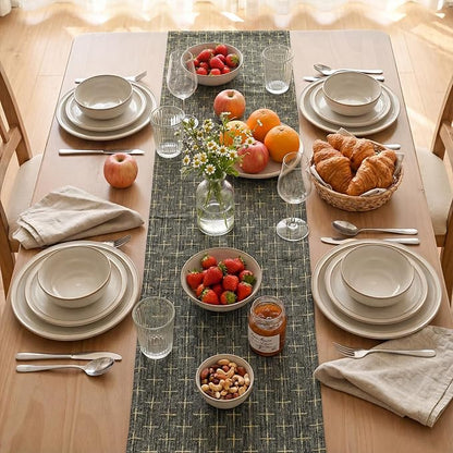 Artoid Mode Dark Grey Cross-Star Textured Table Runner, Seasonal Waterproof - Image 3