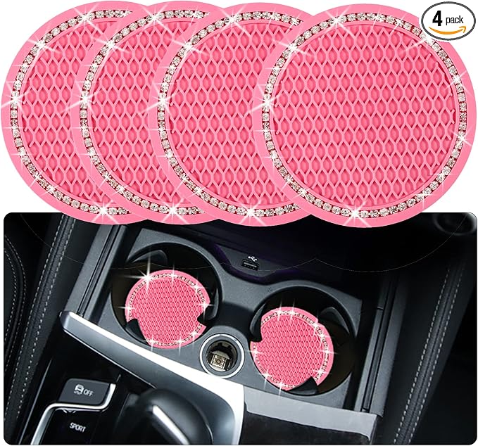 4PCS Bling Coaster, 2.75 Inch Auto Car Cup Holder Insert Coasters Silicone by Tyhaui