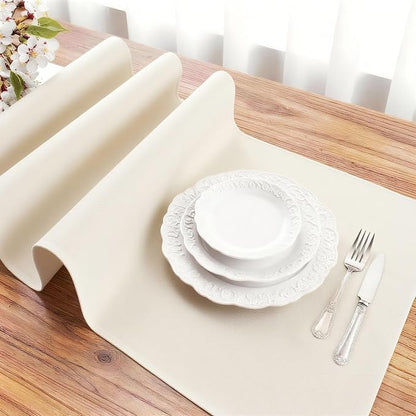 FOLINS&HOME Beige Waterproof Decorative Table Runner 108 Inches Long | 210GSM - Image 3