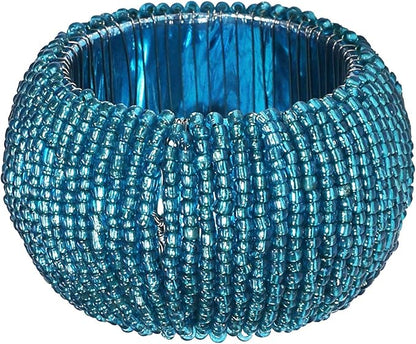 Teal Napkin Ring, Napkin Rings Set of 12, Beaded Napkin Holders, Fall Napkin Rings Bulk for Christmas Party Decoration, Dinning Table, Everyday, Family Gatherings - Set Your Table with Style - Teal