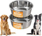 Neater Pet Brands Stainless Steel Dog Bowls with Non-Slip Rubber Bottom – Set of 2, 6 Cup (48 oz), Tan - Heavy Duty Metal Dog Bowl, Dishwasher Safe, Food or Water Bowl, Ideal for Large Dogs