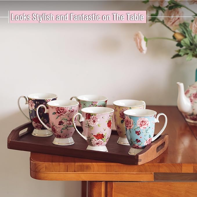 BTaT- Coffee Mugs, 12 oz, Floral Mugs, Porcelain Bone China, Coffee Cups - Image 4