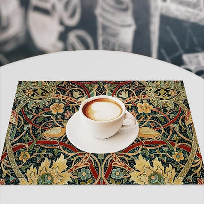 William Morris Floral Prints Placemats for Dining Table Placemat Set of 6 Table Settings Table Mats for Home Kitchen Holiday Decoration