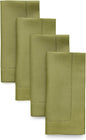Solino Home Linen Napkins Set of 4 - Classic Hemstitch 100% Pure Linen Avocado Green Dinner Napkins Cloth 20 x 20 Inch for Winter, Spring, Easter, St Patricks Day - Handcrafted and Machine Washable