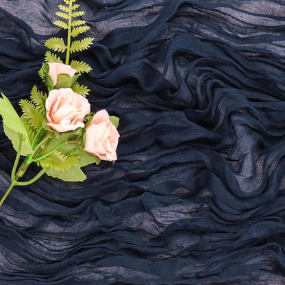 Navy Blue 10FT Cheesecloth Table Runner Boho Gauze Fabric Table Runner Rustic - Image 5