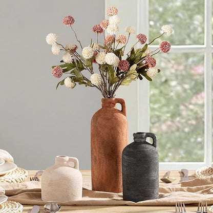 Ceramic Vase Home Table Decor - Flower Vase Set of 3 Living Room Kitchen Decorations Farmhouse Modern Rustic Vases Decorative Centerpiece for Shelf Bedroom Office Bathroom Dining Coffee Desk