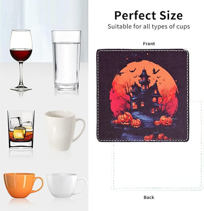 Marble Coasters Square Leather Drinks Coaster Set - Image 5