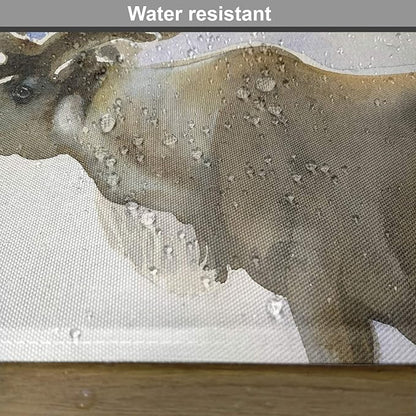 Ambesonne Antlers Place Mats Set of 4, Moose in Winter Forest Wildlife Reindeer Christmas Theme Watercolor Painting Style, Washable Fabric Placemats for Dining Table, Standard Size, Warm Taupe Green