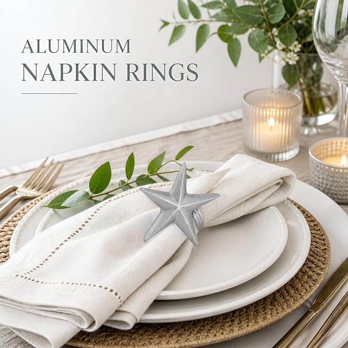 Star Napkin Rings, Durable Aluminum Napkin Holder - Image 2
