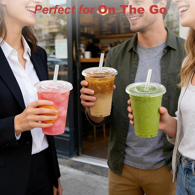 Ginkgo 100 Pack - 16 oz Clear Plastic Cups - Image 6