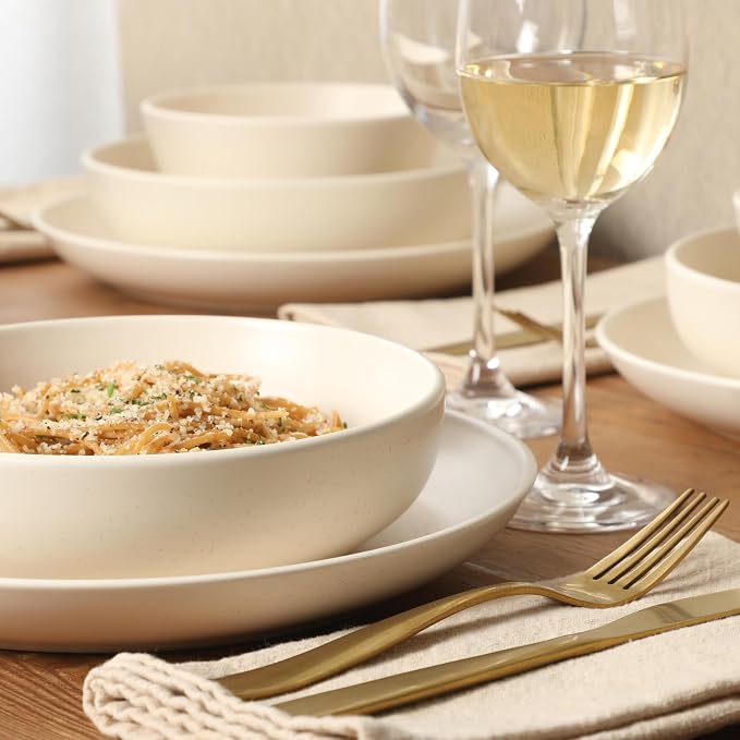Gibson Elite Leeds Court Plates and Bowls Sets, 16-Piece Stoneware Dinnerware - Image 3