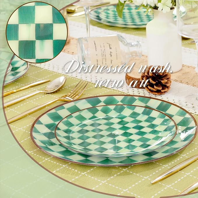 U-QE 20PCS Green Plastic Plates - Image 5