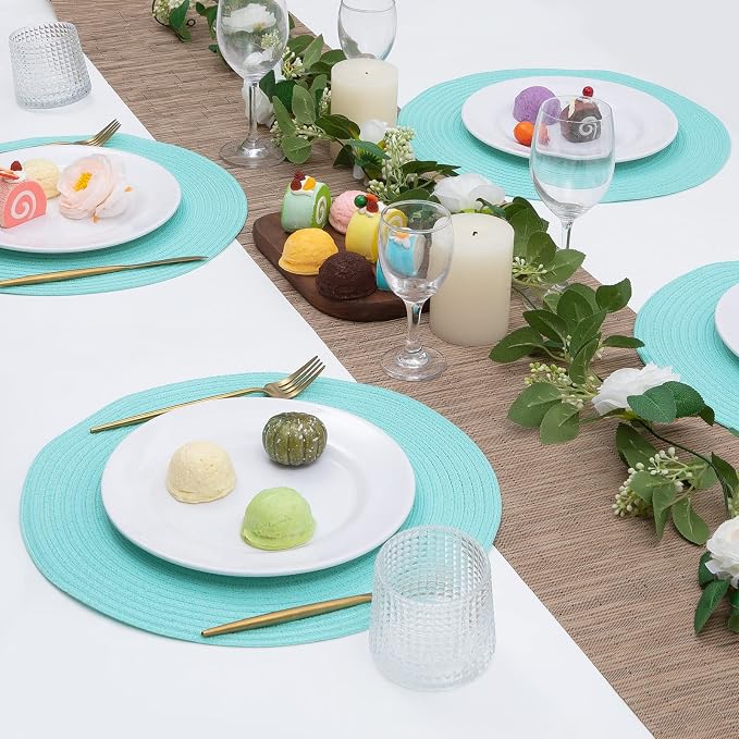 SHACOS Round Placemats Set of 4 Washable 15 inch Round Table Mats Cotton - Image 3