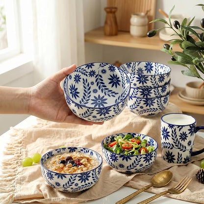 Cereal Bowls Set of 6, 28 Ounces Soup Bowls, Bohemian Ceramic Bowls - Image 3