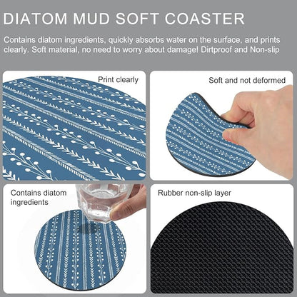 Blue Striped Coasters Set of 2, Absorbent Coasters - Image 9
