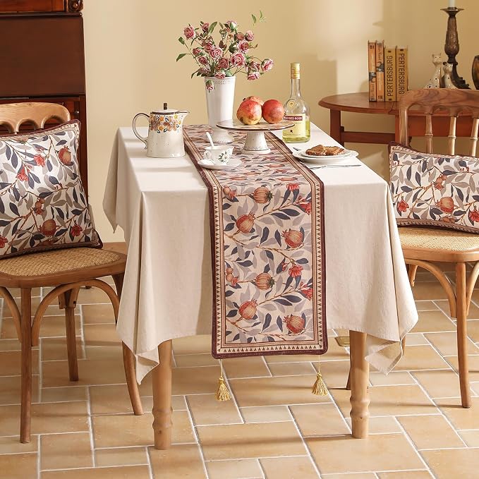 Patdrea Designer French Vintage Linen Table Runner, Floral Pattern, - Image 3