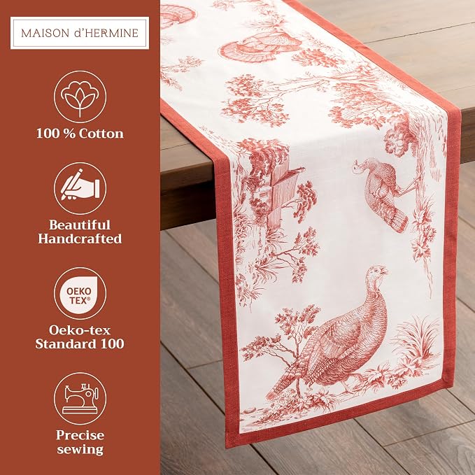 Maison d' Hermine Table Runner 100% Cotton 14.50" x 72" | Table Runners 72 - Image 2