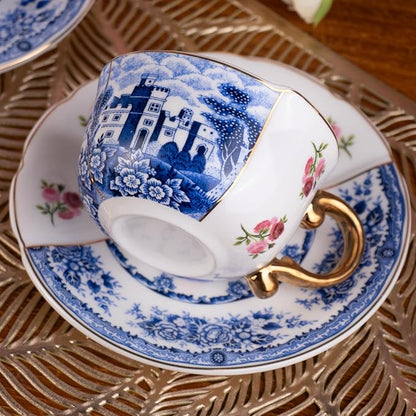 KAMMAK Tea Cups and Saucers Set of 2, Fine Bone China Coffee Cups, 582N | - Image 8
