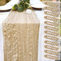 12 Pack Beige Cheesecloth Table Runner 22x120 Inch-Naturally Dyed Colors Sheer Gauze Cheese Cloth Wedding Brown Table Runner,Rustic Boho Crinkle Fabric, Reception, Bridal Shower,Farmhouse Dining Decor