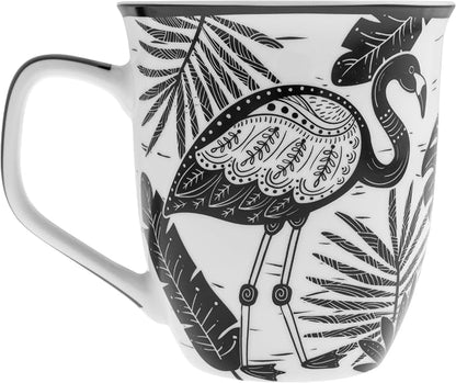 Karma Gifts 14 oz Black and White Boho Mug Flamingo - Image 2