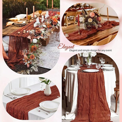 12 Pack Terracotta Cheesecloth Table Runner 10Ft, Christmas Table Runner 21.5 x - Image 6
