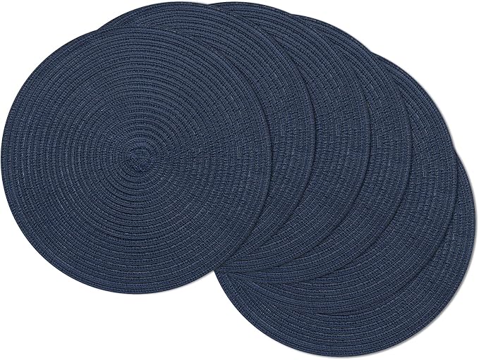 SHACOS Round Placemats Set of 6 Washable 15 inch Circle Polyester Woven Braided by SHACOS