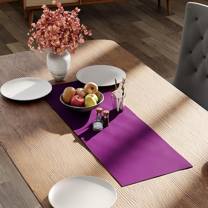 Encasa XO Table Runner, Cotton Canvas Dining Runner 13"x36" | Purple, 180 GSM - Image 2