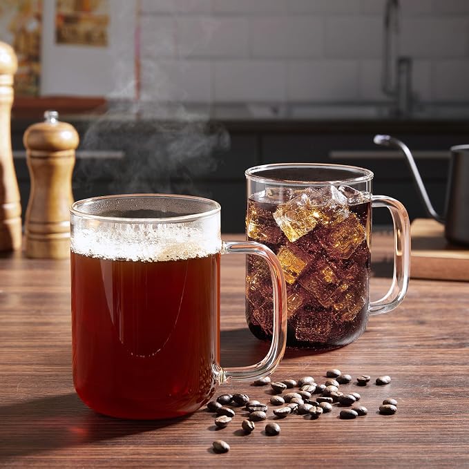 Glass Coffee Mugs, 24 oz Ice coffee cups, Large Clear Tea Cups Set of 6 - Image 7