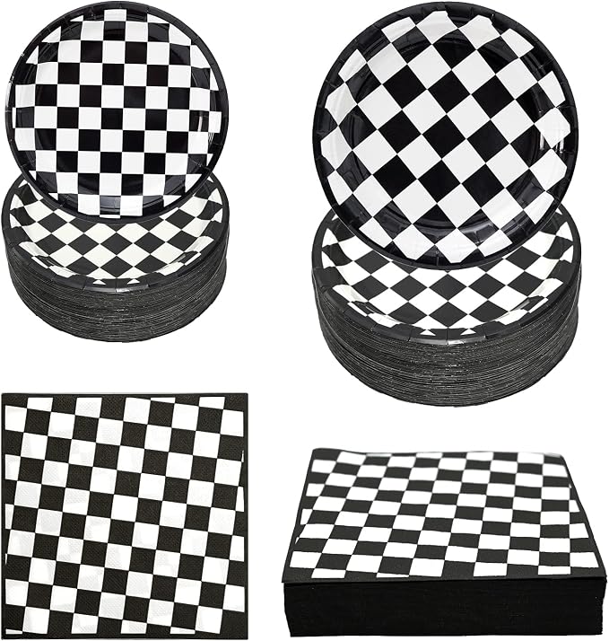 180Pcs Race Car Party Supplies Paper Plates and Napkins Serve 60 | Disposable by Hpscdyo