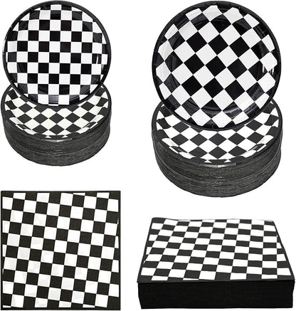 180Pcs Race Car Party Supplies Paper Plates and Napkins Serve 60 | Disposable by Hpscdyo