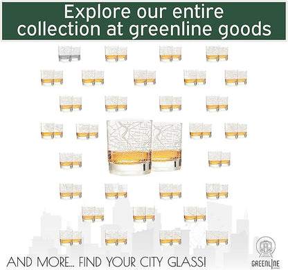 Greenline Goods Whiskey Glasses - 10 Oz Tumbler Gift Set for Philadelphia lovers, Etched with Philadelphia Map | Old Fashioned Rocks Glass - Set of 2