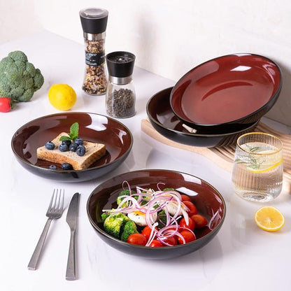 LERATIO 9.0" Ceramic Pasta Bowls Set of 4, 38oz Large Stoneware Bowls Set | - Image 5