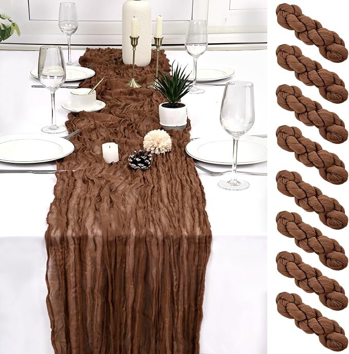 8 Pack Brown Cheesecloth Table Runner 17x108 inch Boho Gauze Cheese Cloth Table by Unknown