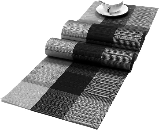 SHACOS Woven Vinyl Table Runner PVC Table Runner 12 x 71 inch Wipe Clean Indoor by SHACOS