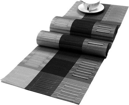 SHACOS Woven Vinyl Table Runner PVC Table Runner 12 x 71 inch Wipe Clean Indoor by SHACOS