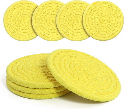 Coasters Set of 4 for Drinks, Cotton Woven 4 Colors Absorbent Boho Coasters for by krastmon