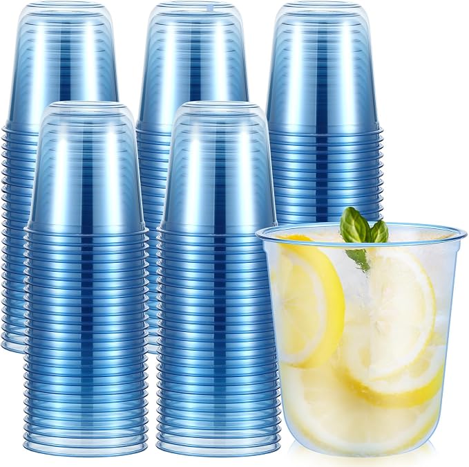 Ziliny 200 Pcs Disposable Stemless Glasses 12oz Crystal Plastic Wine Glasses by Ziliny