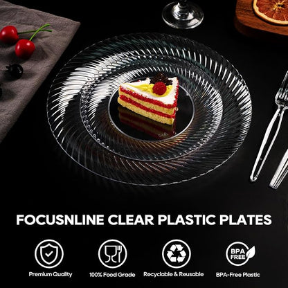 FOCUSLINE 10 Inch Clear Plastic Plates, Premium Hard Plastic - Image 6