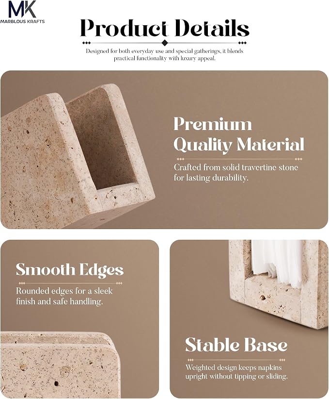 Travertine Mini Napkin Holder 3" x 4" Inch Serviette Holder - Image 5