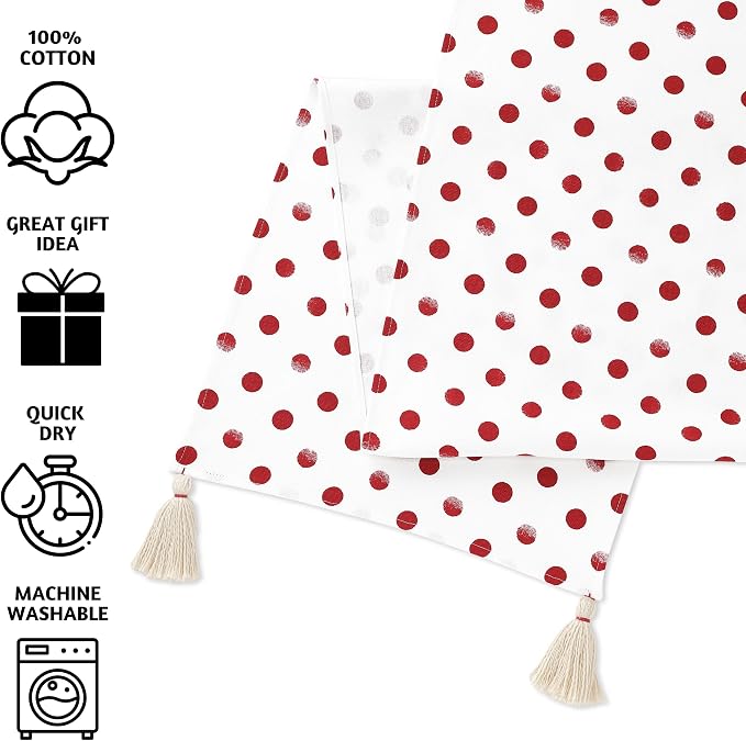 Folkulture Table Runner 72 Inches Long | Polka Red | Table Runner - Image 7