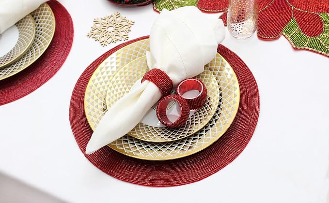 COTTON CRAFT Glitz Handmade Beaded Napkin Rings - Image 5