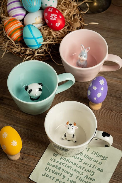 DIHOclub Rabbit Ceramic Cup Hidden 3D Animal Inside Mug, Cute Cartoon Bunny - Image 7