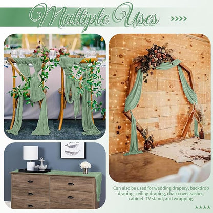 25 Pack Sage Green Table Runner 17 x 108inch Cheesecloth Table Runner Boho - Image 5