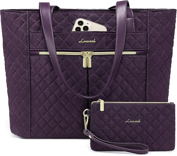 LOVEVOOK Laptop Bag for Women, Stylish Diamond Quilted Work Tote by LOVEVOOK