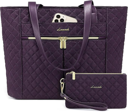LOVEVOOK Laptop Bag for Women, Stylish Diamond Quilted Work Tote by LOVEVOOK